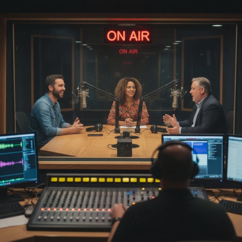 Studio de podcast professionnel avec équipement d'enregistrement
